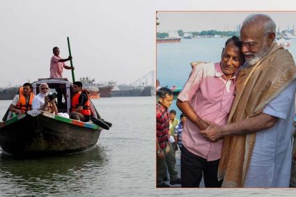 पीएम मोदी ने हुगली नदी में नाव की सवारी की, नाव चलाने वाले को गले लगाकर ₹1000 दिए; 5 दिन पहले खाया था झालमुड़ी