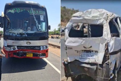 साबरकांठा में निजी बस ने यात्री वैन को टक्कर मारी, छह की मौत और आठ घायल