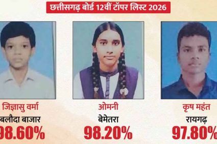 CG Board Result 2026 जारी: 12वीं में जिज्ञासु वर्मा, 10वीं में संध्या नायक बनीं स्टेट टॉपर